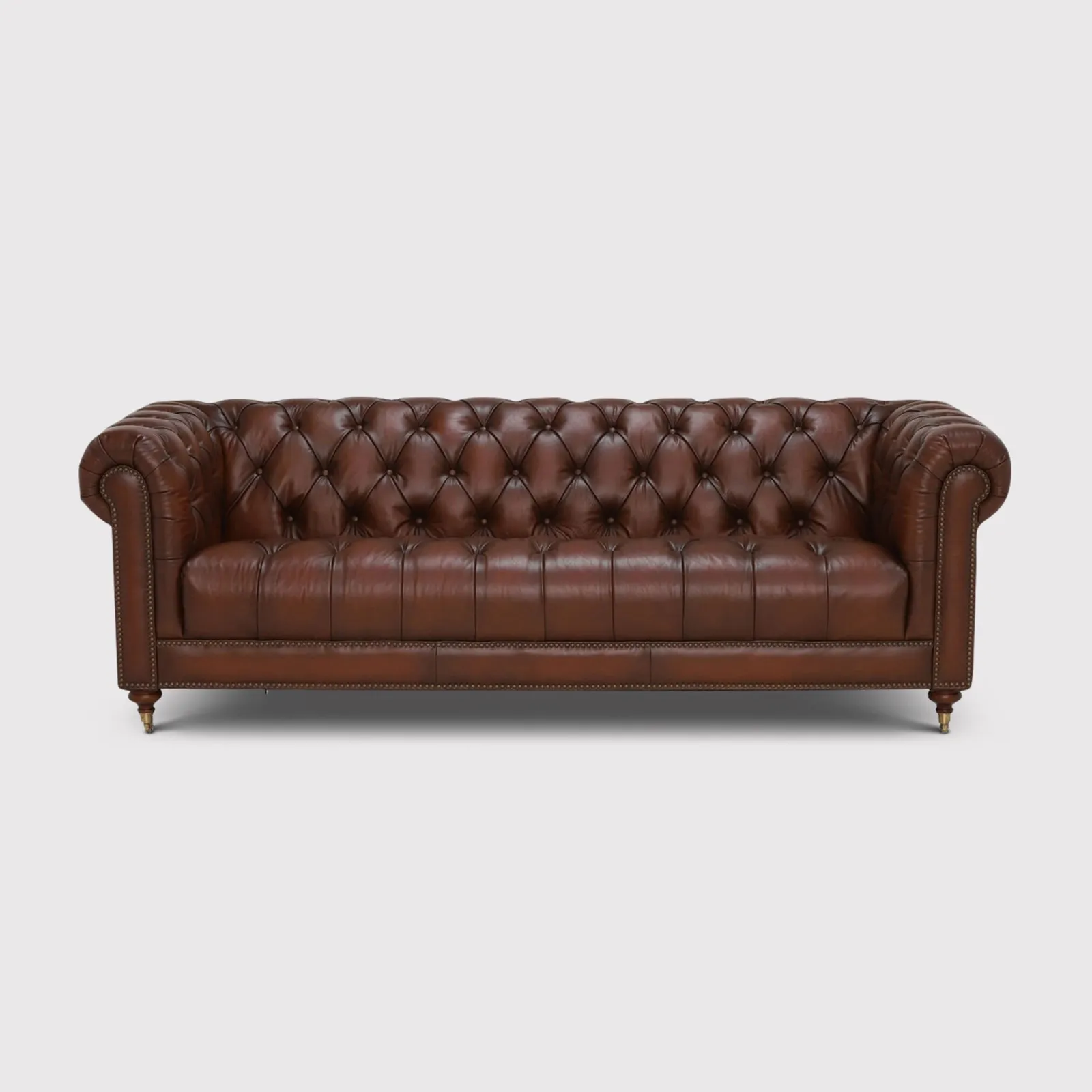 Ullswater 4 Seater Leather Chesterfield Sofa, Brown | Barker & Stonehouse