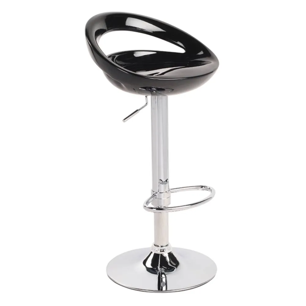netfurniture Half Moon Black Adjustable Breakfast Bar Stool with Chrome Base
