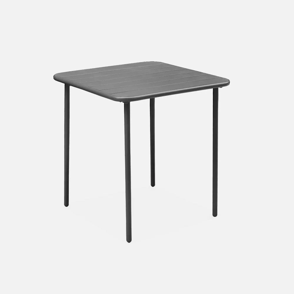 sweeek 2-seater Square Steel Garden Table Set With Chairs in Dark Grey 6