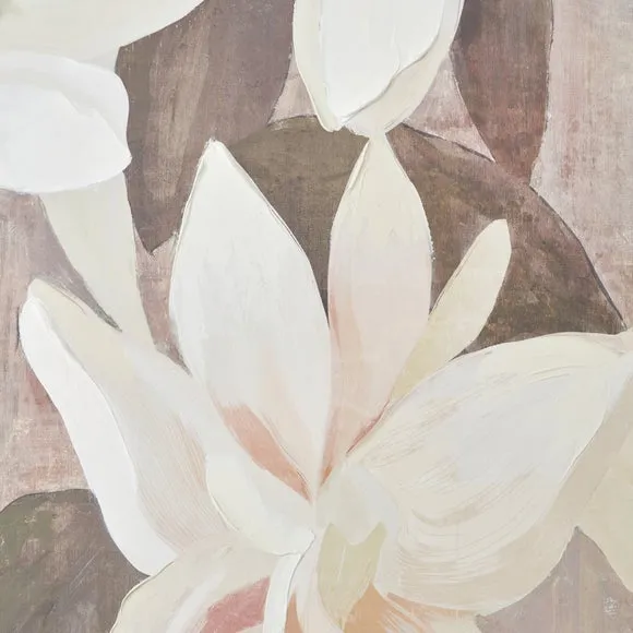 White & Natural Floral Framed Canvas 4
