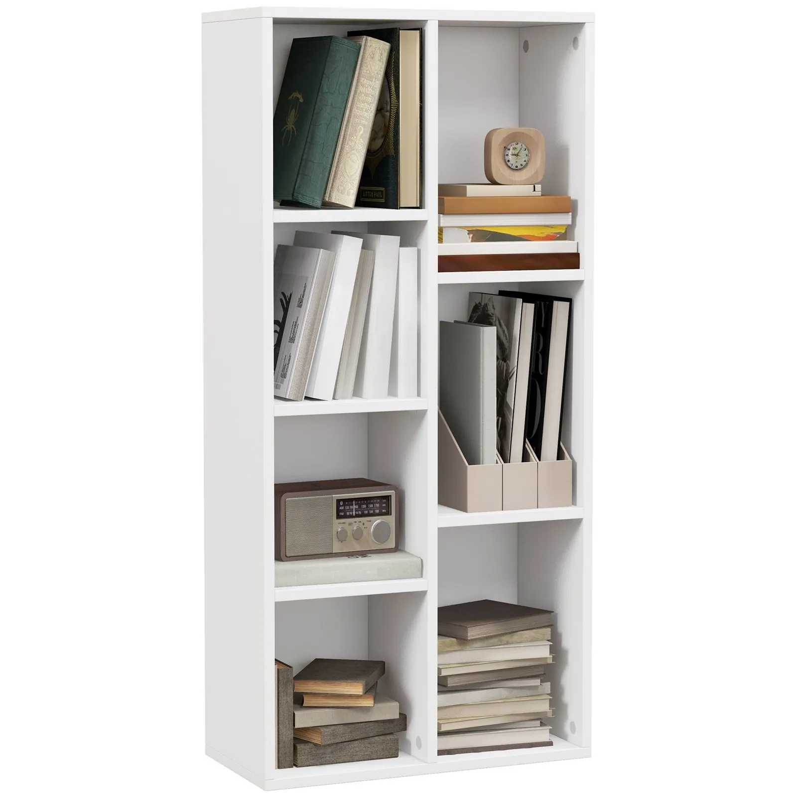 HOMCOM Bookcase Modern Bookshelf Cabinet for Home Office in White 2