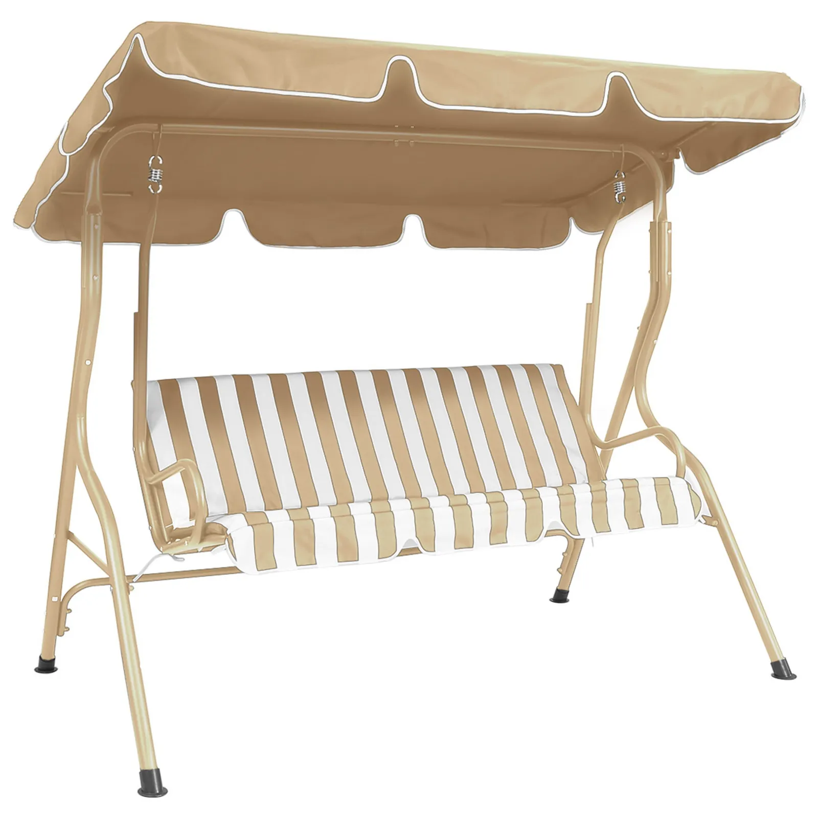 Striped 2 Seater Beige Swing Bench