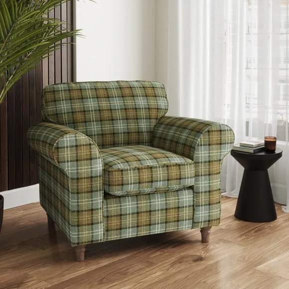 Flori Woven Check Fabric Orkney Armchair 1