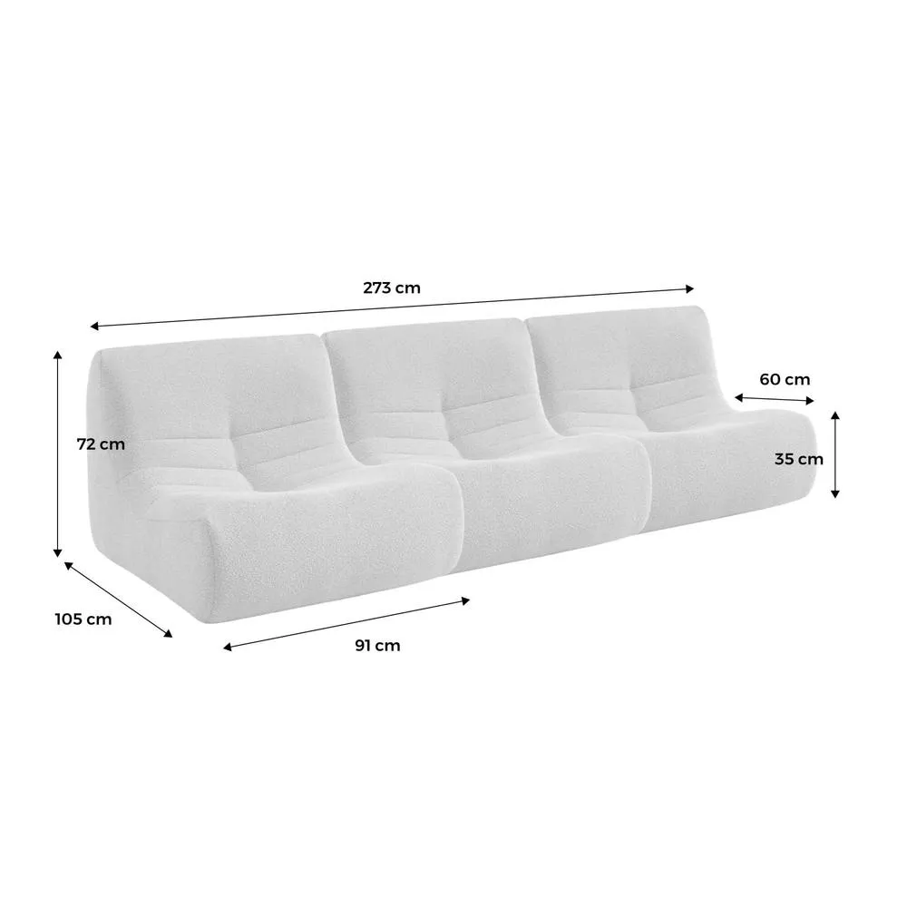 sweeek Set of 3 modular armchairs in boucle fabric in White 5