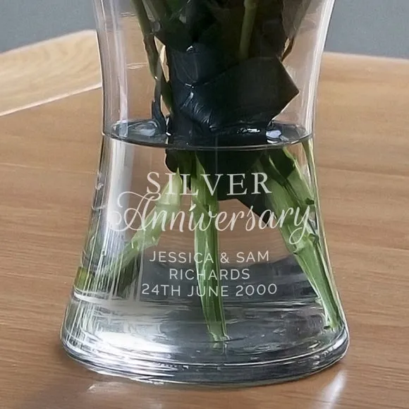 Personalised Silver Anniversary Glass Vase 2