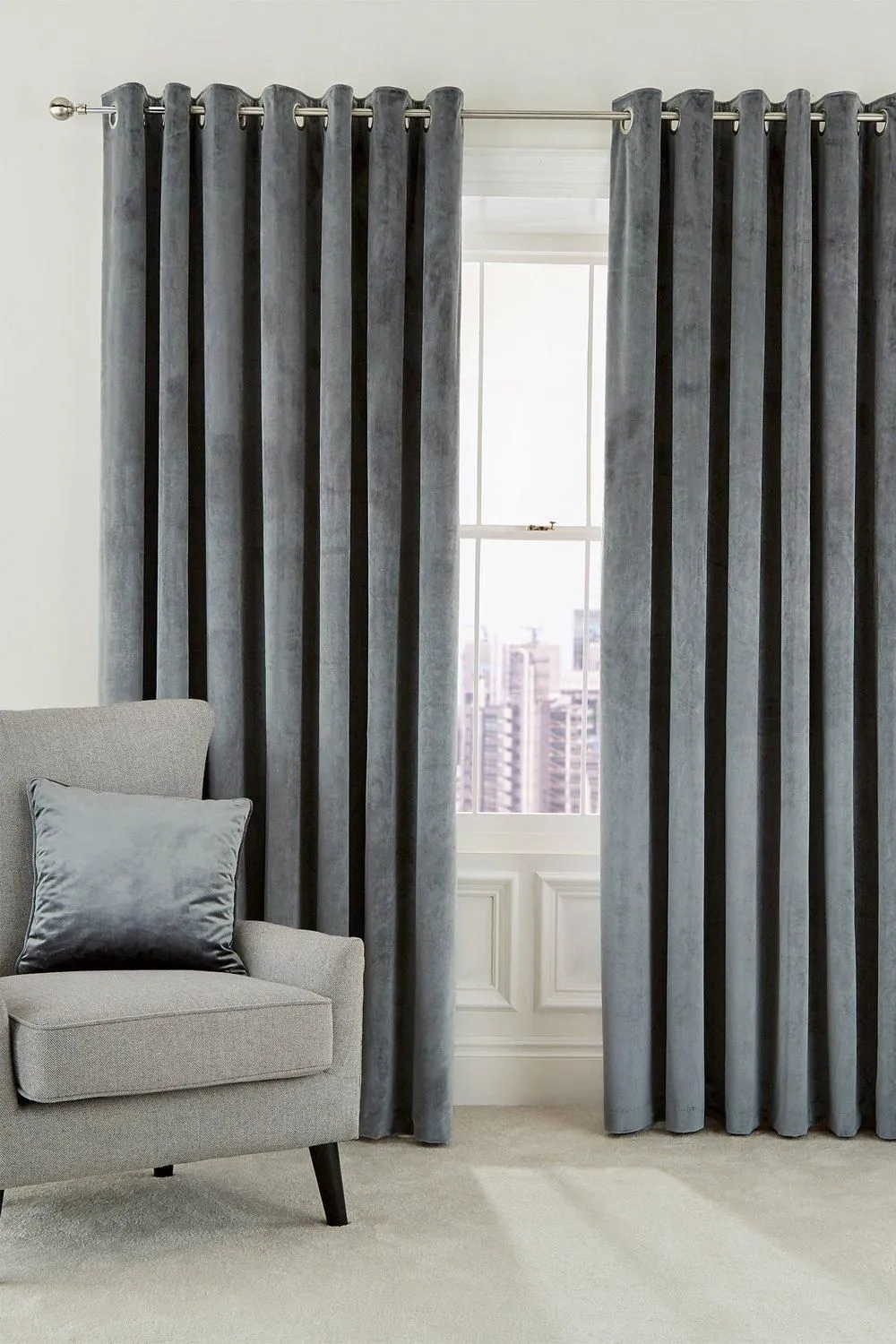 Helena Springfield 'Escala' Woven Lined Curtains in Grey 1