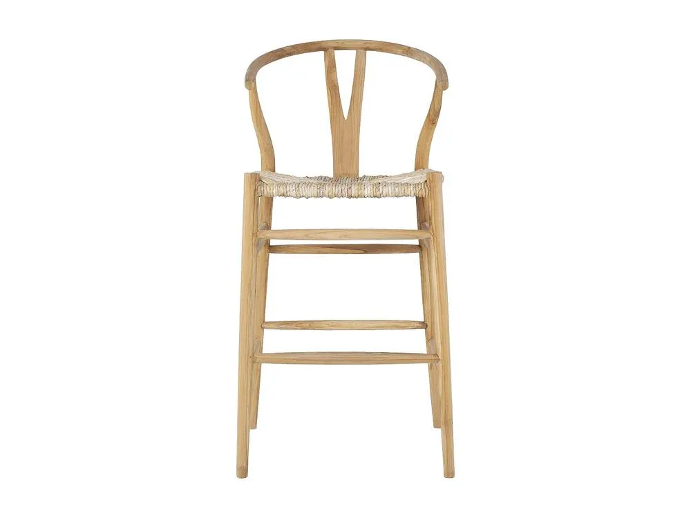 Vente-unique Teak & Wicker Bar Stool - Natural - POGIANA in Light Oak 2