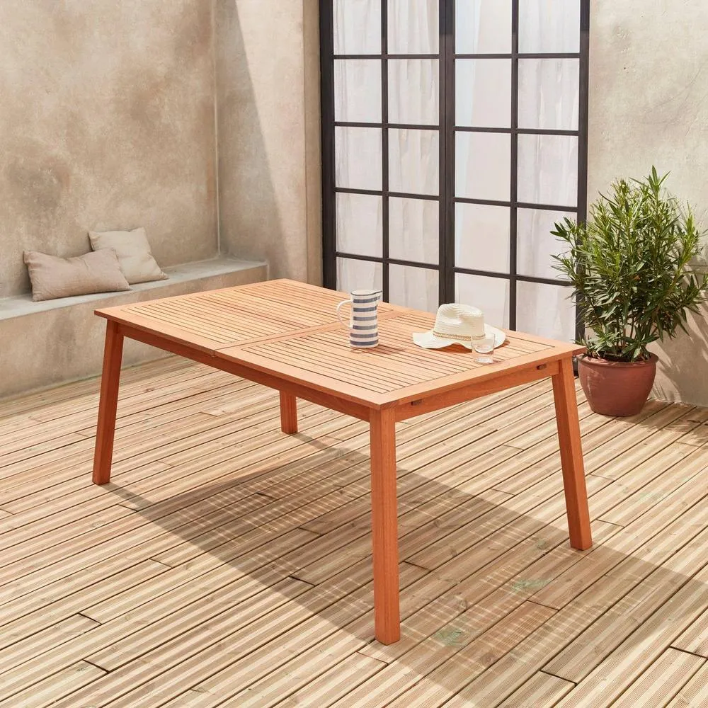 sweeek 8 To 10-seater Extendable Wooden Garden Table in Light Brown