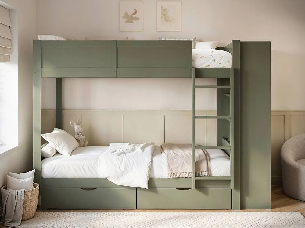 Flair Ruby Wooden Bunk Bed with Storage in Green 3