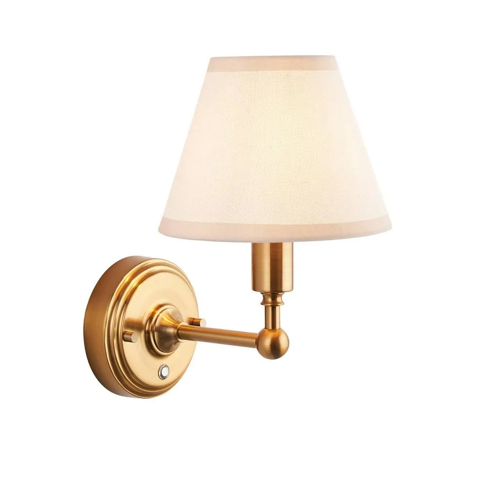 Netlighting Burley Rechargeable Wall Light Fabric Ivy Shade 16cm in Gold