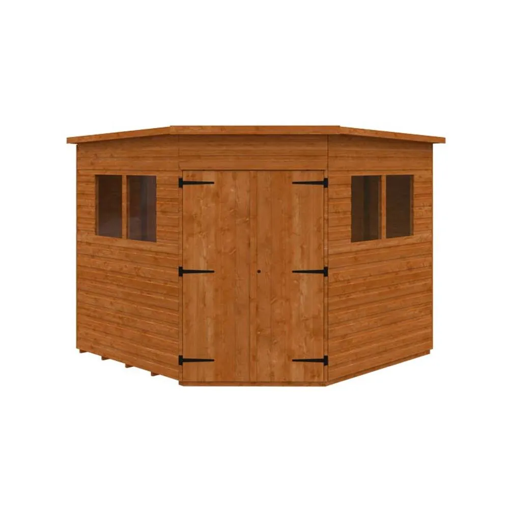 Buttercup Farm 8 x 8 Feet Corner Shed 12mm Shed - Solid Wood/Softwood/Pine in Burnt Orange