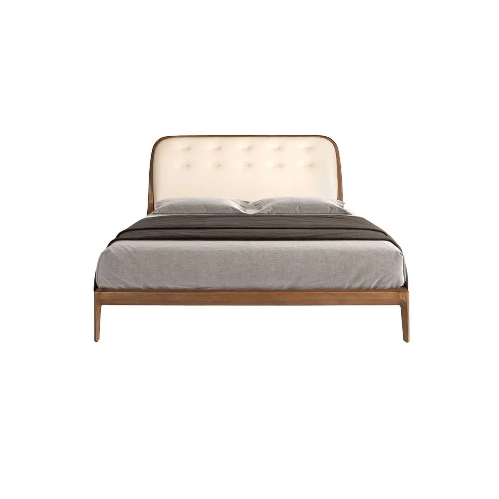 Angel Cerda Leatherette King Bed 180x200 cm in Beige 2