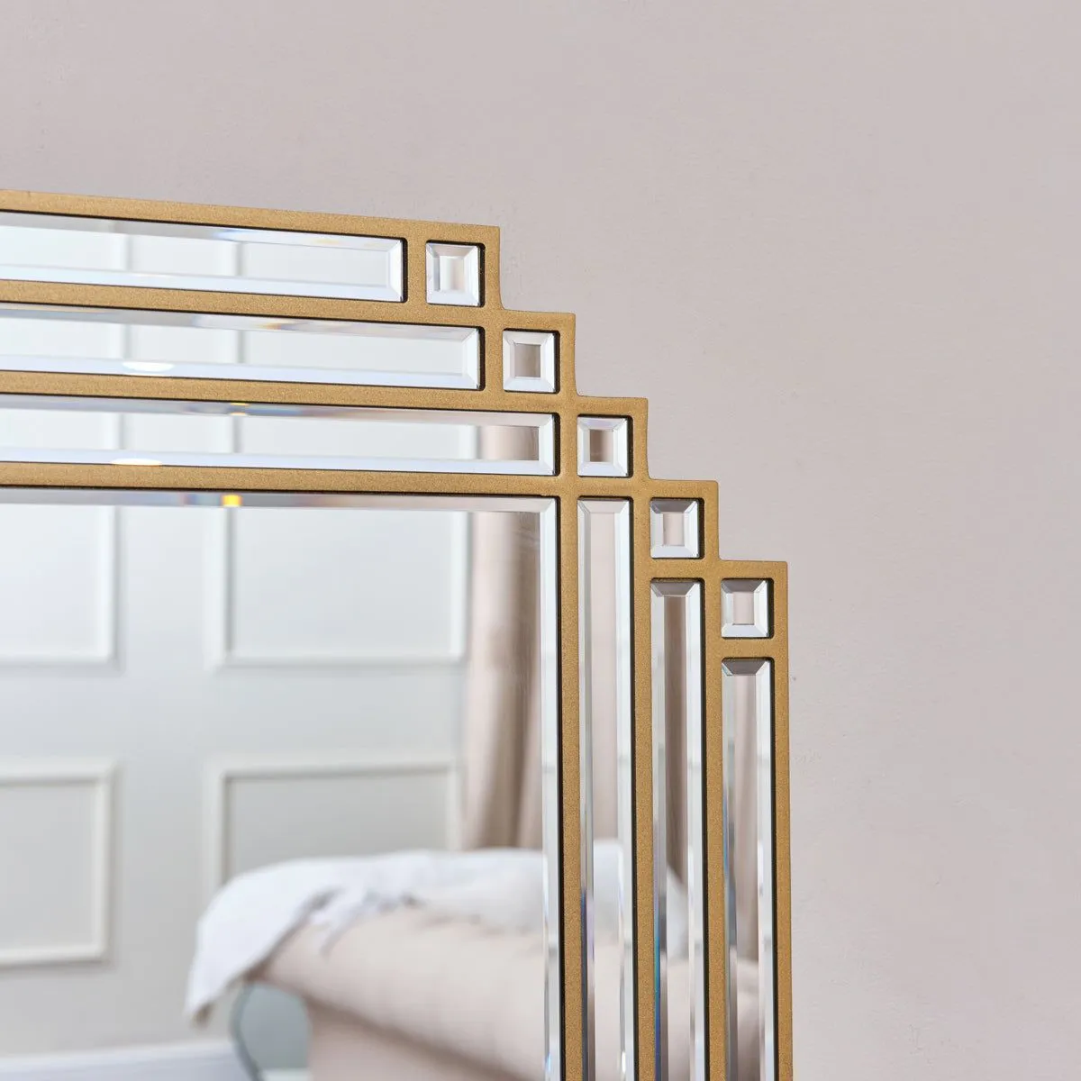 Melody Maison Square Gold Art Deco Fan Wall Mirror 55cm X 55cm 5