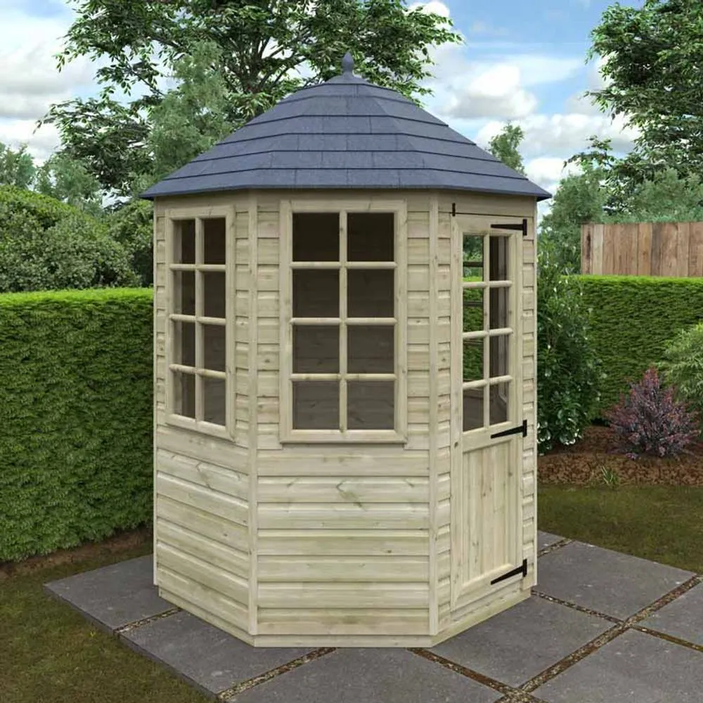 Buttercup Farm 6 x 6 Feet Tanalised Octagonal 16mm Shed - Solid Wood/Softwood/Pine in Natural 2