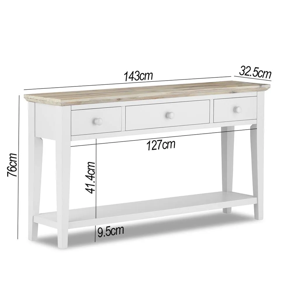 Statement Furniture Florence Large Console Table with 3 Drawers in White 5
