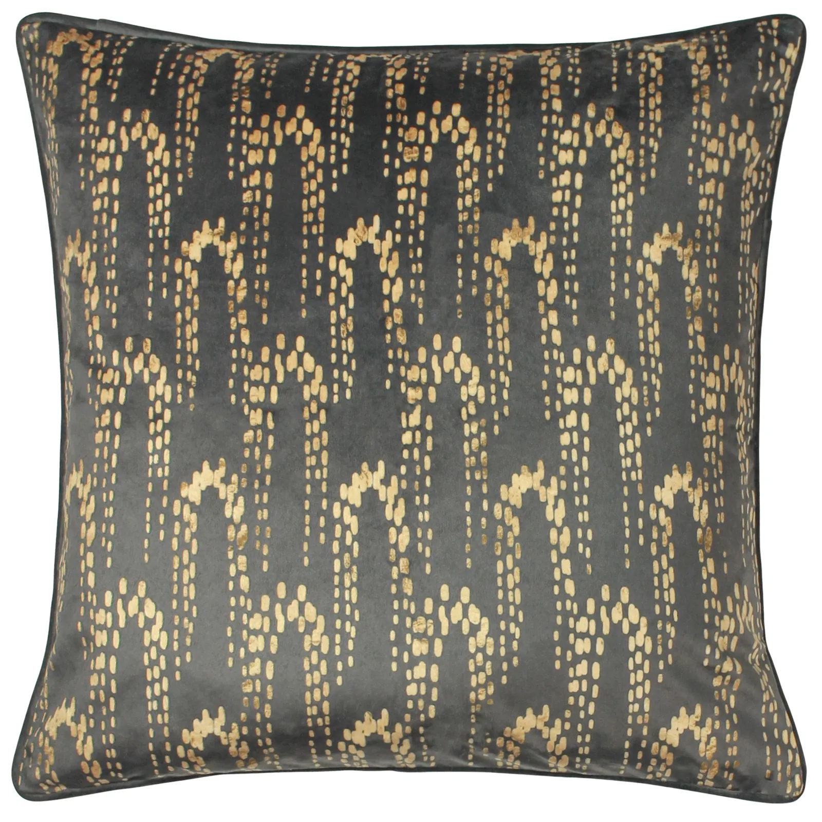 Furn Wisteria Printed Velvet Cushion in Charcoal