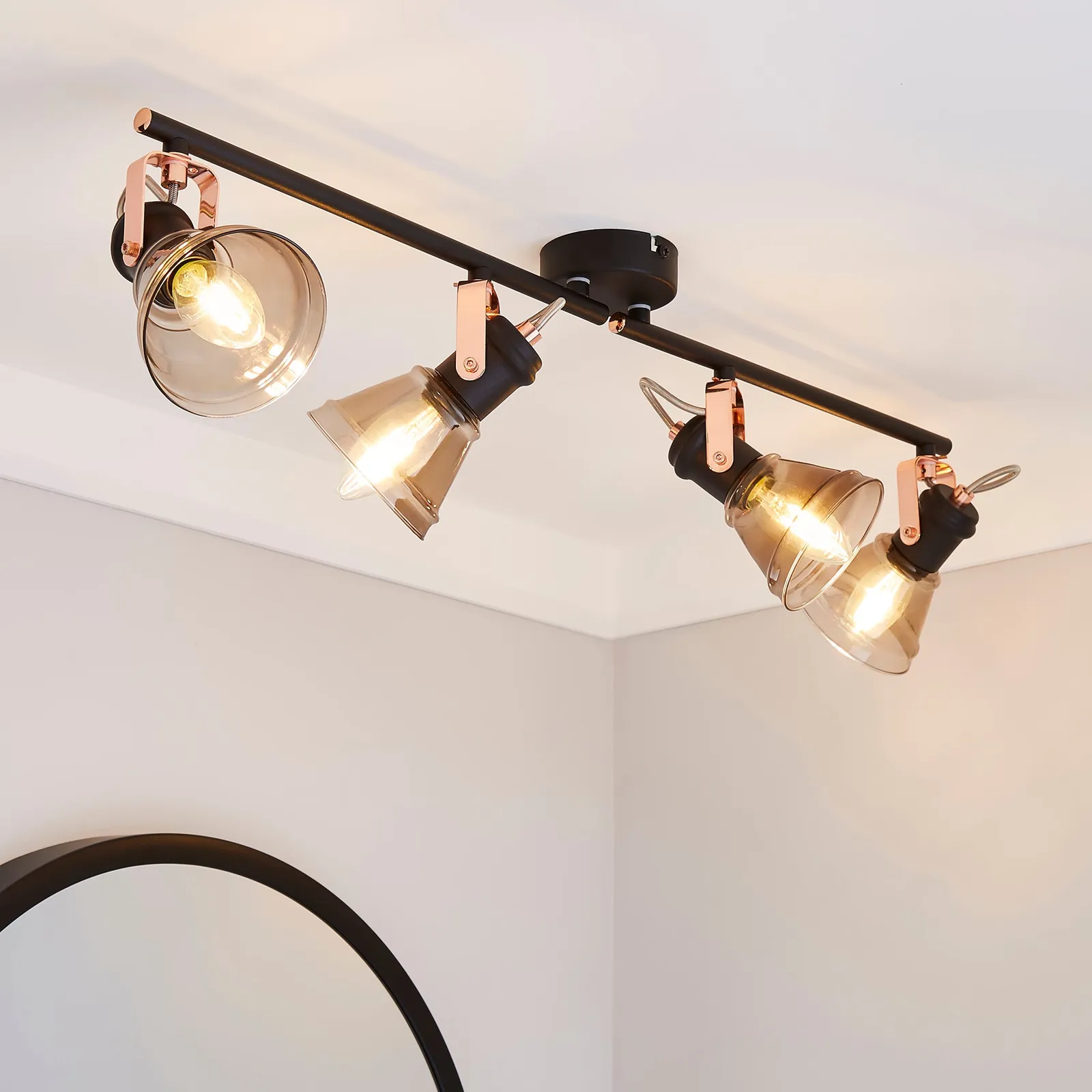 Milas 4 Light Black Industrial Spotlight Bar Black
