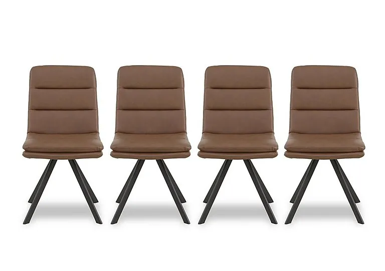 Njord Set of 4 Faux Leather Swivel Dining Chairs