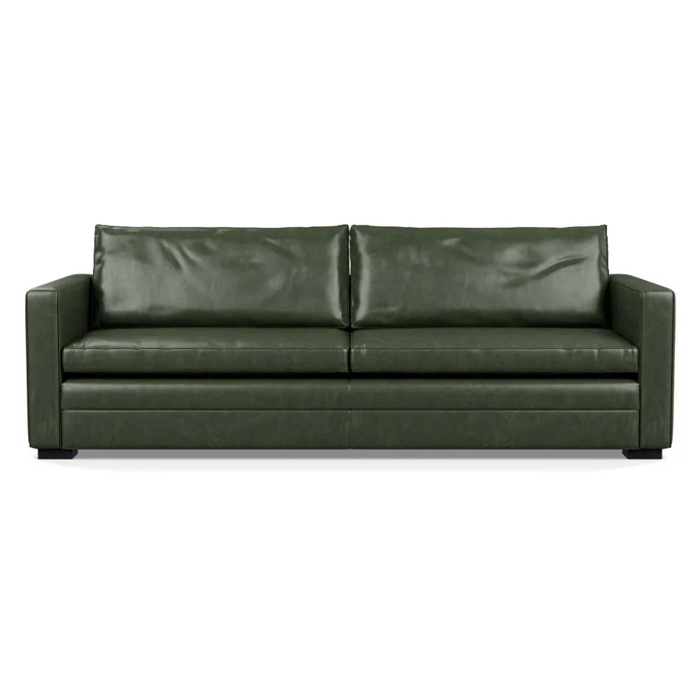 Heal's Palermo 5 Seater Sofa Stonewash Leather Vintage Green 278 Black Feet 1