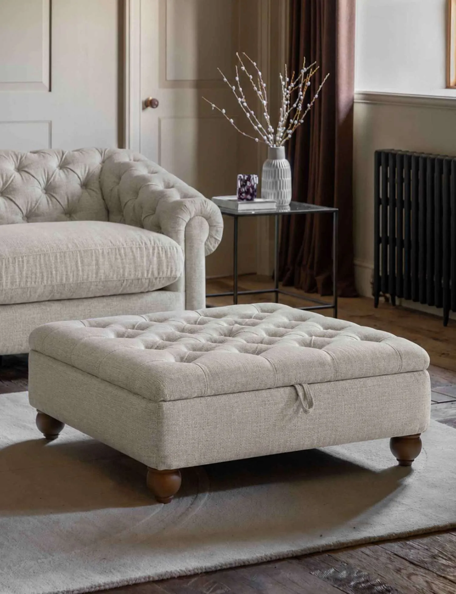 Gallery Direct Chesterfield Footstool Oatmeal
