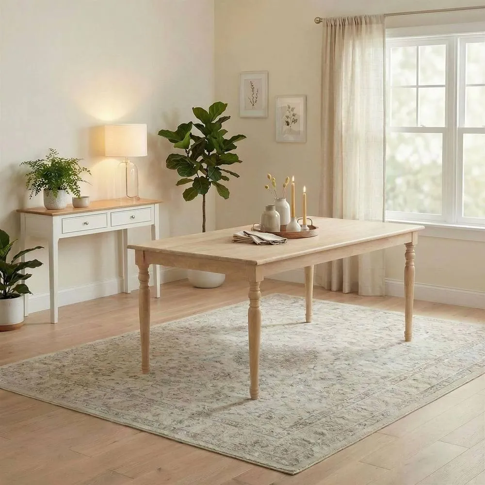 FurnitureboxUK Aalto Whitewashed Wood Dining Table 6 Beige Belgravia Chairs 2