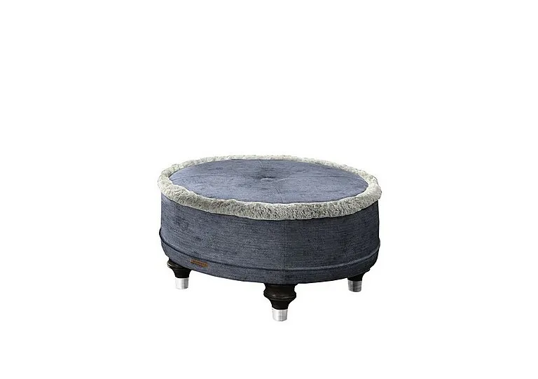 Princeton Ruched Round Footstool - Anthracite