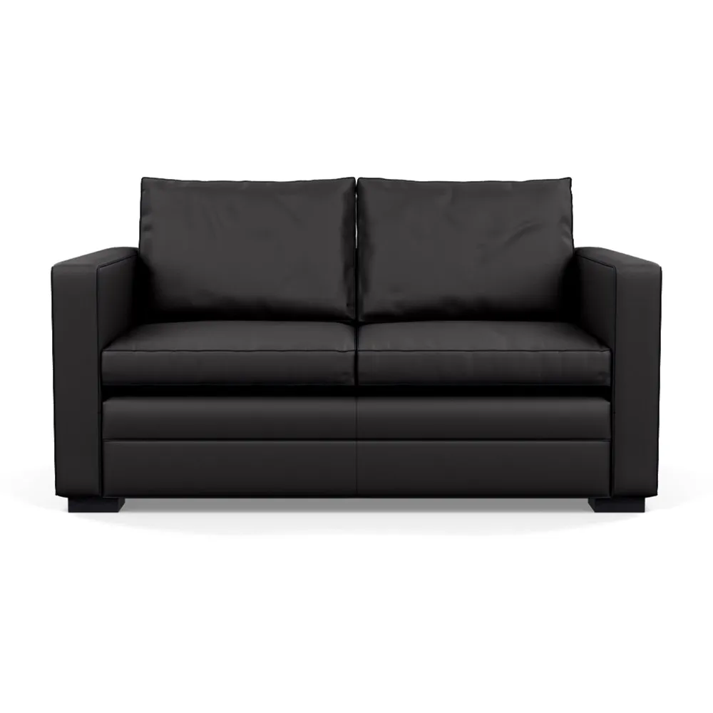Heal's Palermo 2 Seater Sofa Leather Grain Graphite 063 Black Feet
