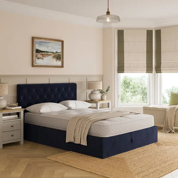 Emberly Velvet Ottoman Bed Frame 1