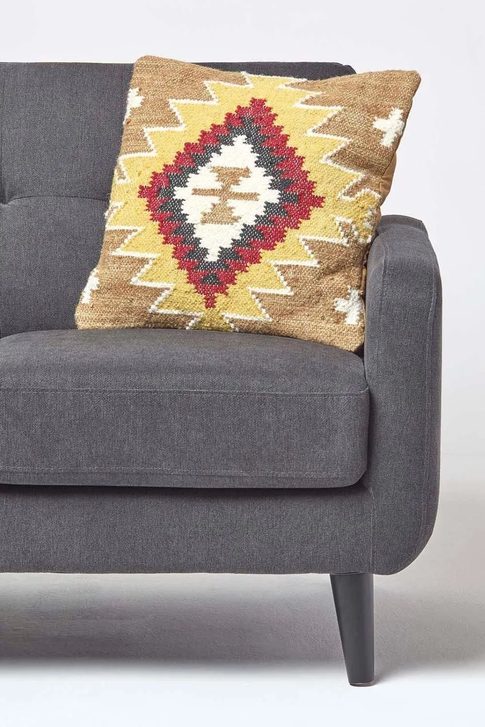 Homescapes Handwoven Kilim Cushion with Feather Filling in Brown 3