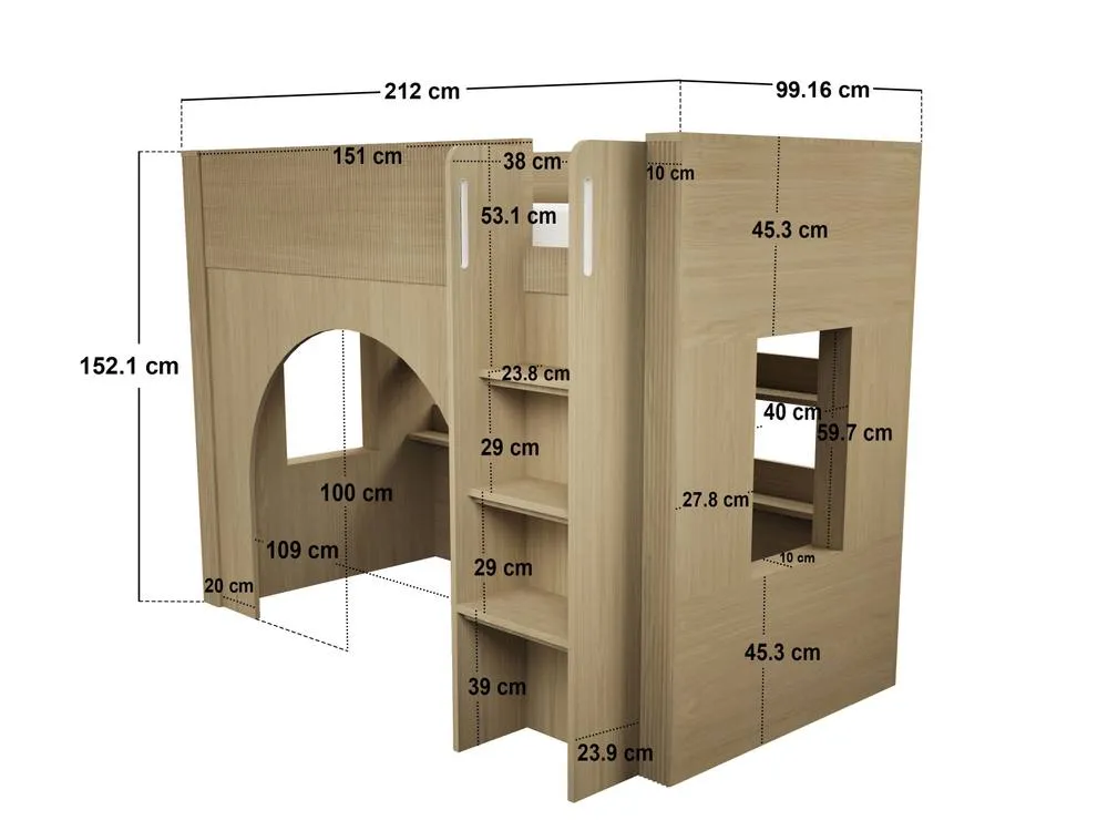 Flair Kaska Mid Sleeper with Ribbed Panel in Light Oak 5