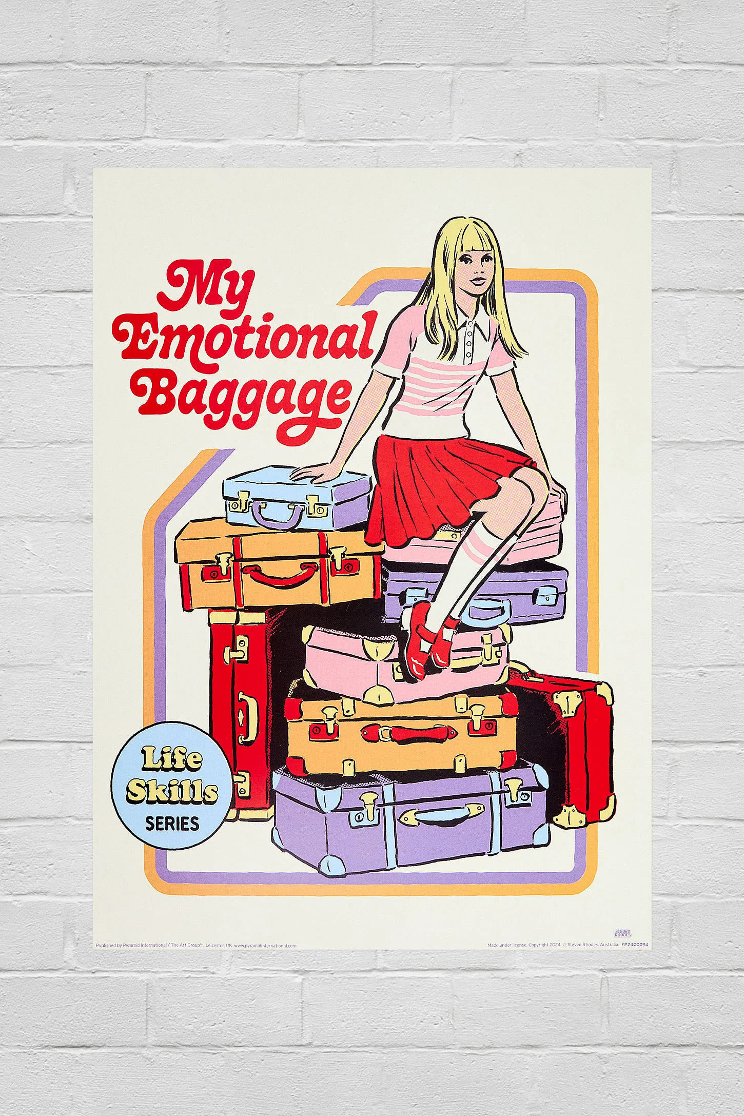 Steven Rhodes Emotional Baggage 30x40cm Wall Art Print - White