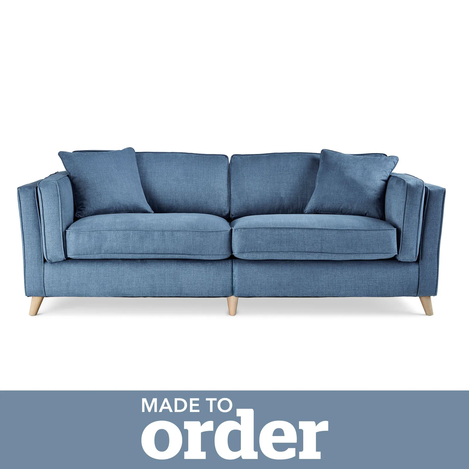 Arabella 4 Seater Sofa Brushed Plain Fabric Blue