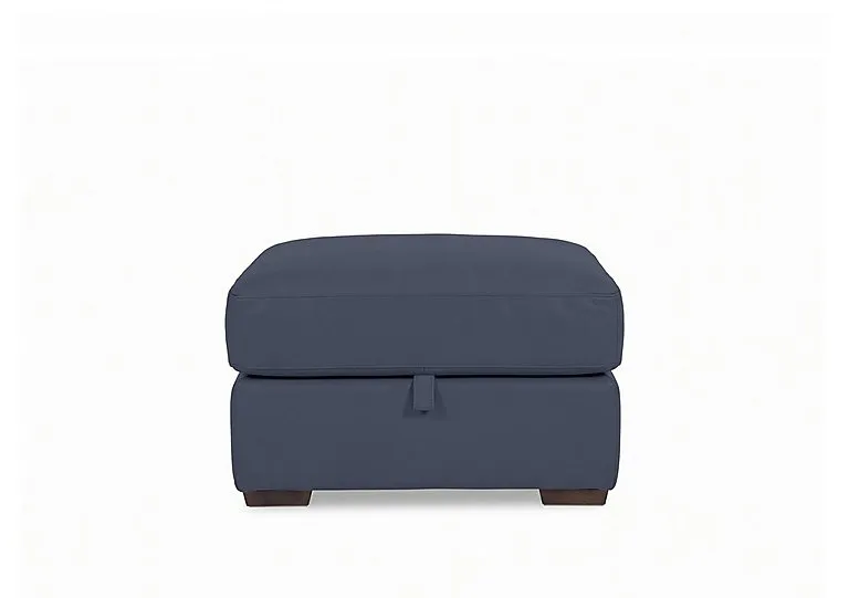 Recharge Leather Storage Footstool - BV Ocean Blue - Living Room Furniture - In Time for Christmas