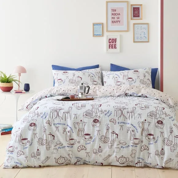 Fusion Coffee Club Polycotton Duvet Cover & Pillowcase Set 1