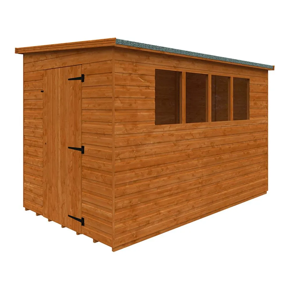 Buttercup Farm 10 x 6 Feet Lean-To Pent 12mm Shed - Solid Wood/Softwood/Pine in Burnt Orange