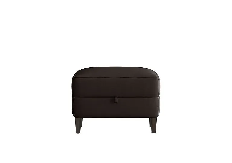 Uno Leather Storage Footstool - Dark Chocolate