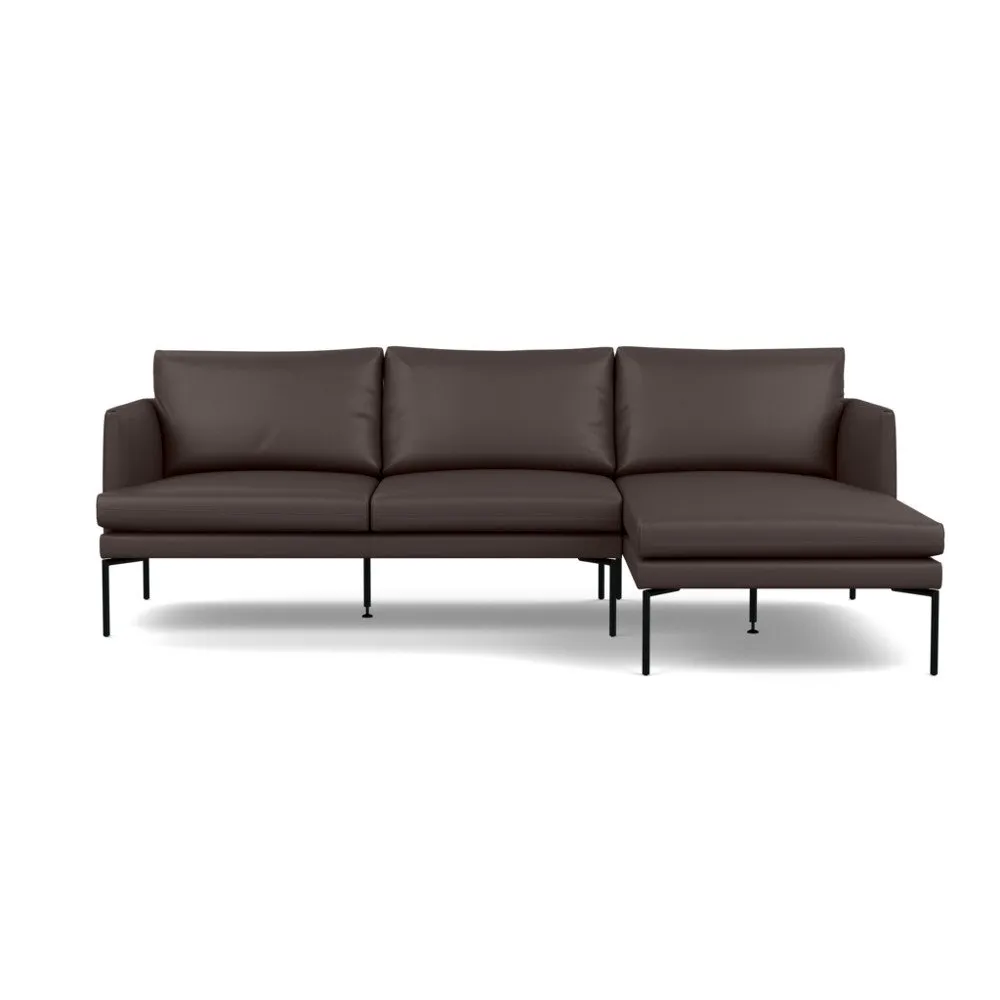 Heal's Matera Corner Chaise Sofa RHF Leather Hide Chocolate 7182 Black Feet