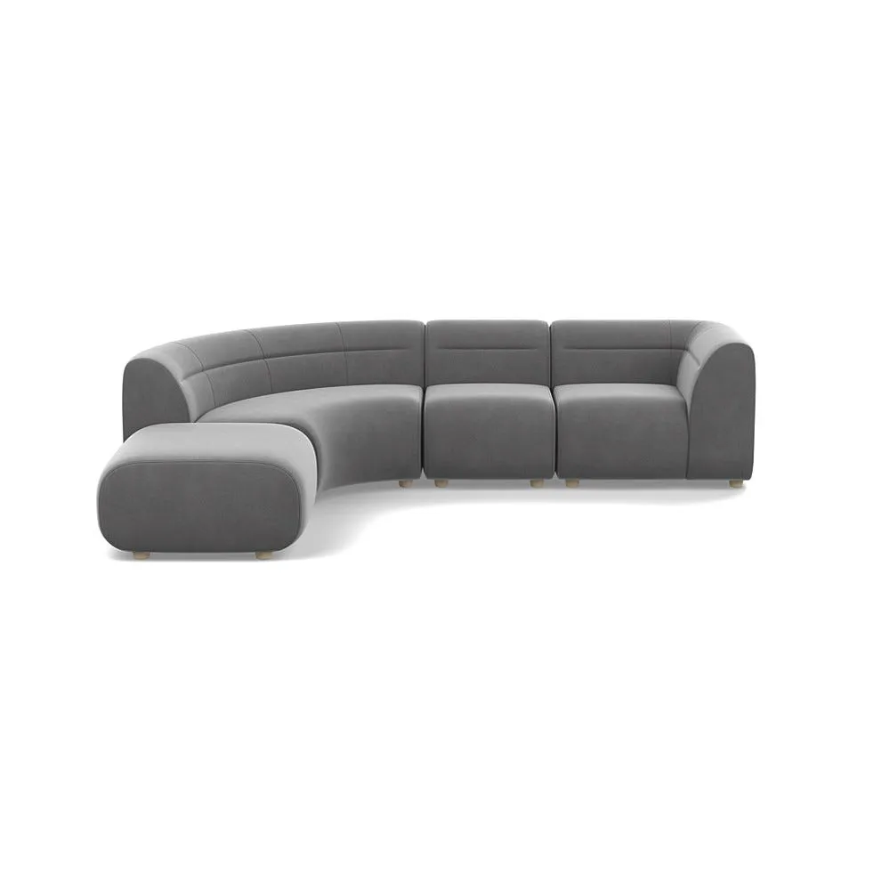 Heal's Lilli Left Hand Facing Curved Corner Sofa Smart Velvet Mercury Natural Beech Feet 1