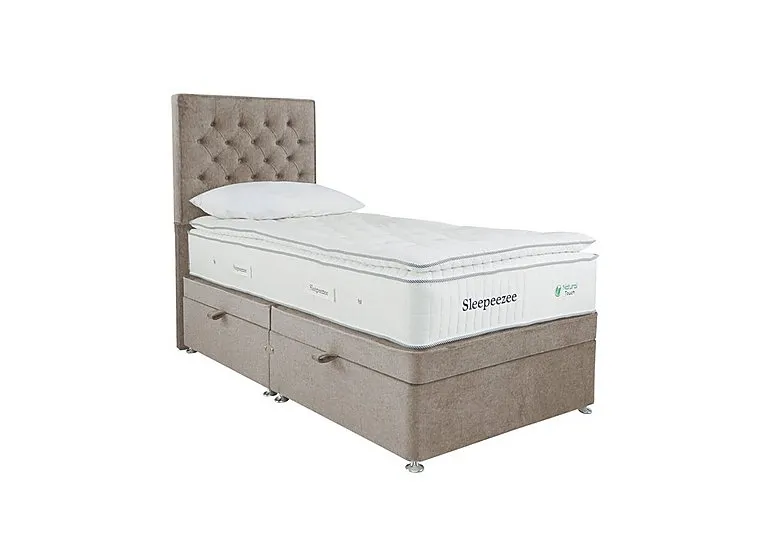 Natural Touch 3000 Pillowtop Side Ottoman Divan Set - Single - Joshua Latte