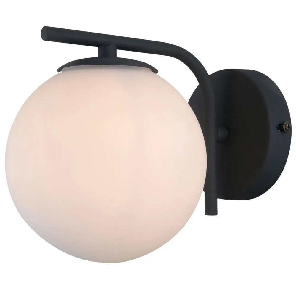 Netlighting Modern Wall Lamp Black 1 Light with White Shade G9 2