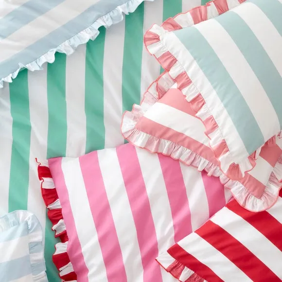 Emmy Frilled Stripe 100% Cotton Duvet Cover and Pillowcase Set 6