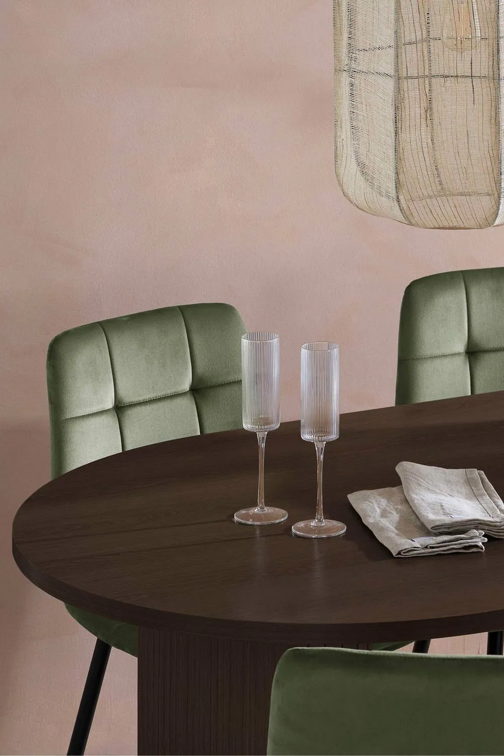 Birlea Axel Oval Fluted Dining Table With 4 Chairs in Brown 2