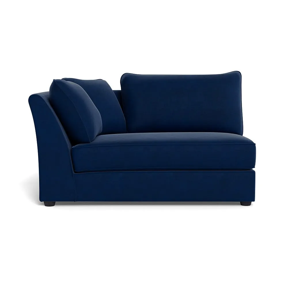 Heal's Tailor Large Curved Left Hand Facing Corner Unit Velvet Midnight Black Feet