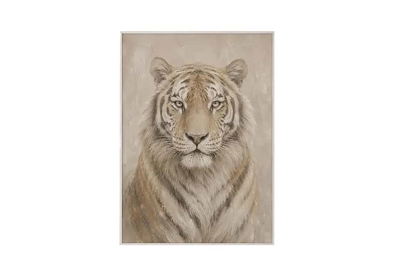 Neutral Tiger Framed Velvet Canvas - Home Accessories - In Time for Christmas