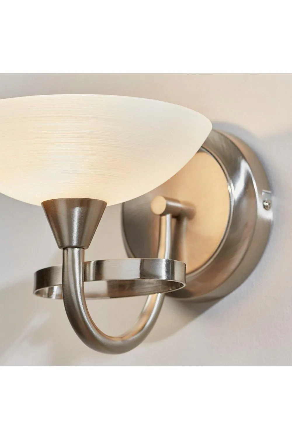 Netlighting Cagney 1 Light Wall Light Satin Chrome with White Painted Glass Shade G9 in Grey 6