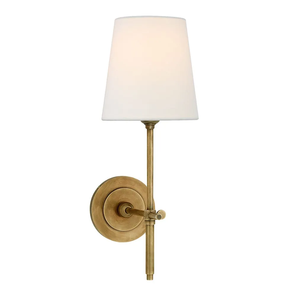 Visual Comfort Bryant Sconce Wall Light Antique Brass & Linen Shade 2