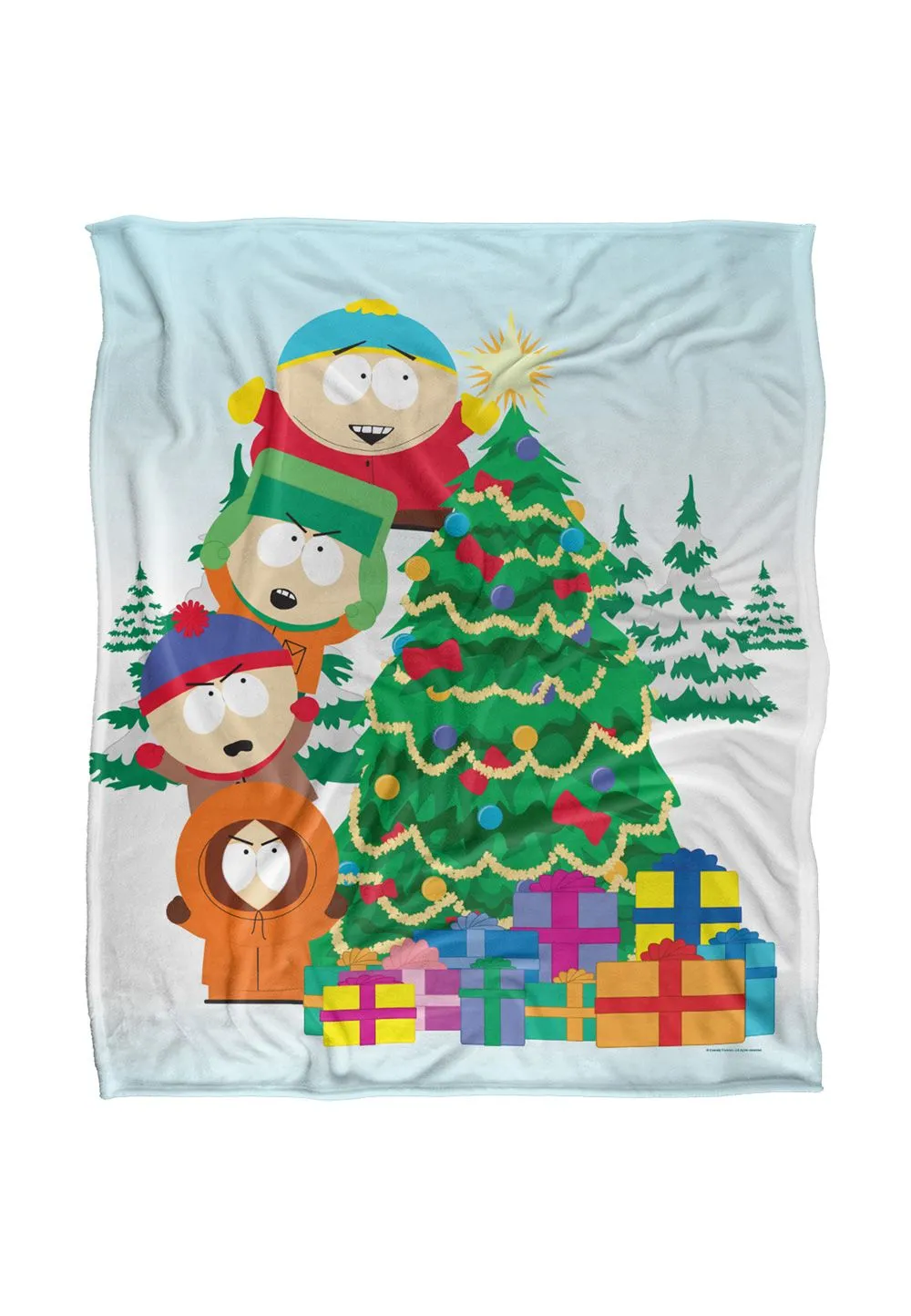 South Park The Boys Decorating Tree Silky Touch Super Soft Throw Blanket 152 X 127 cm in White