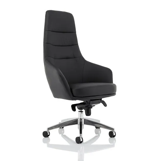 Crase Faux Leather Office Chair In Black With High Back