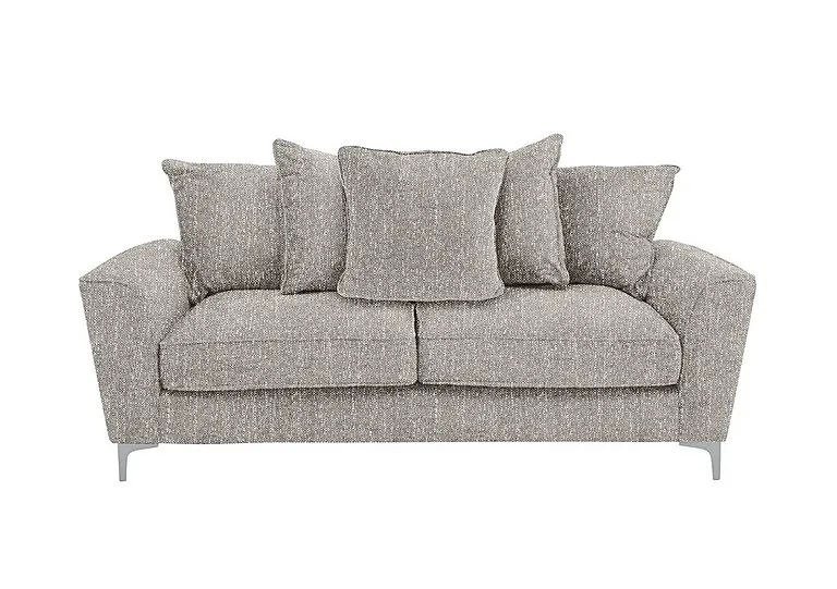 Legend 3 Seater Scatter Back Fabric Sofa with Chrome Feet - Barley Silver