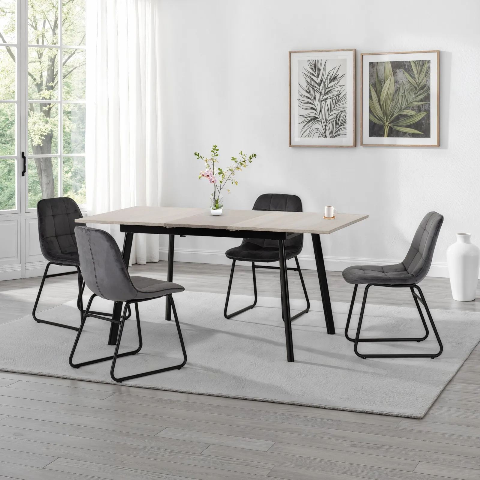 Seconique Avery Extending Dining Set with Lukas Chairs in Grey 1